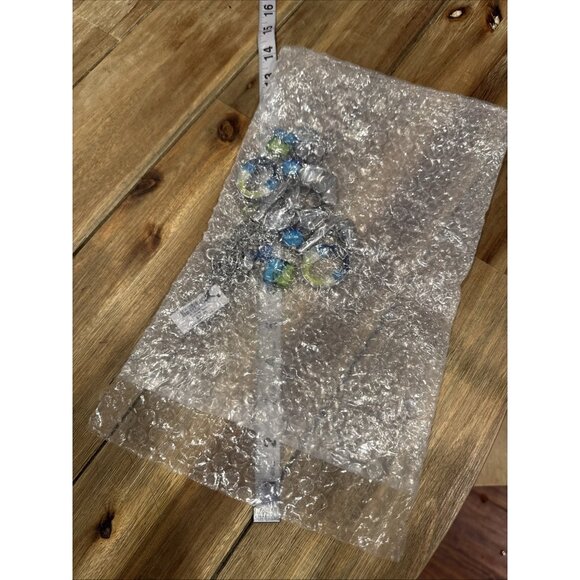 Chicos Blue Green Faux Glass SIlver Tone 18" Long Statement Necklace NEW - Picture 16 of 16